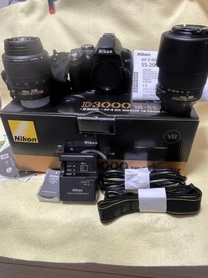 デジタルカメラ Nikon D3000 18-55mm 55-200mm VR Kit Nikon D3000 DSLR Double Lens Kit 18-55mm & 55-200mm VR Boxed