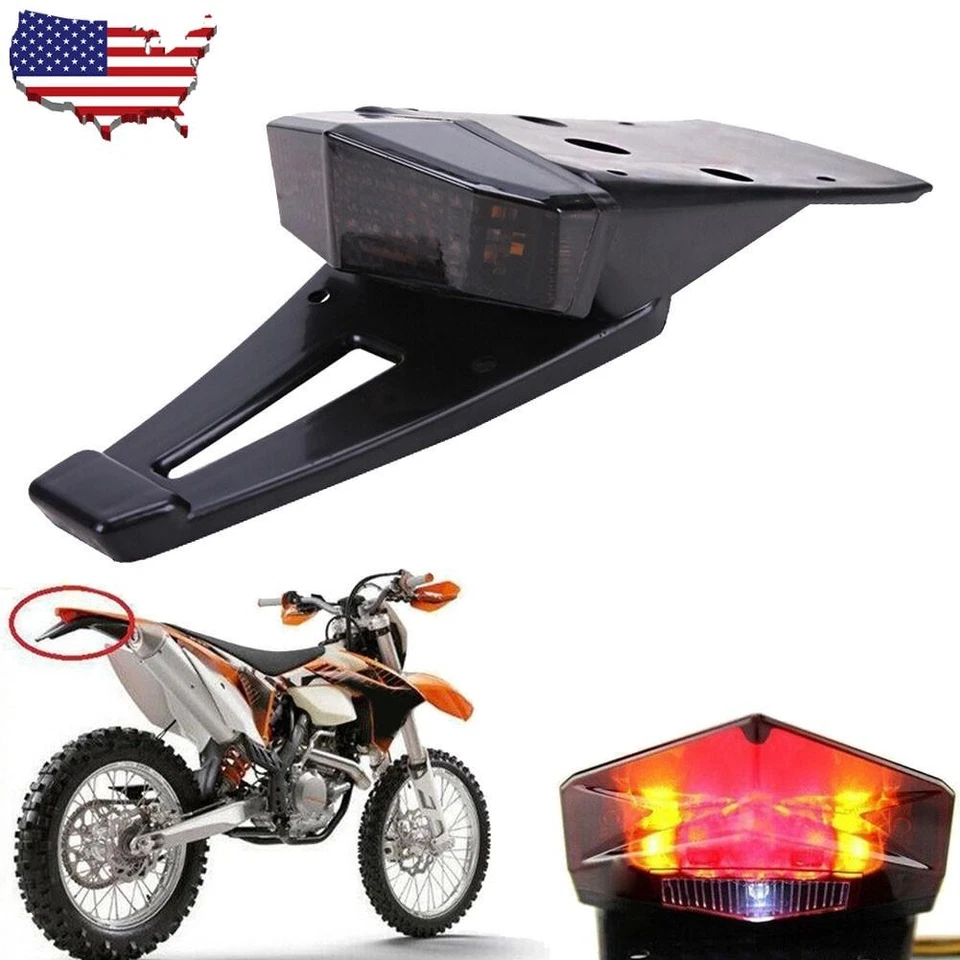 Enduro LED Rear Fender Brake Tail Light Turn Signal Dirt Bike Off-Road Universal Foto 2 de 4