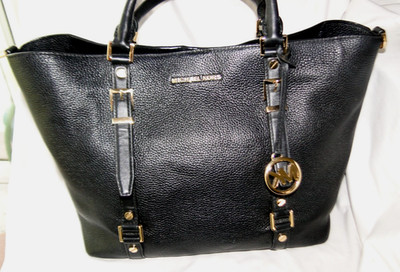 Kate Spade Black Leather Gold Hardware Large Satchel Purse Missing Long strap