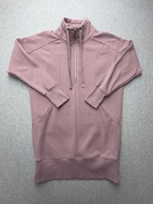 Athleta Tunic Sweatshirt Womens Medium Pink Fleece 1/2 Zip Mock Neck Pockets