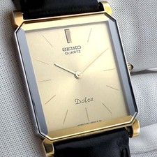 Seiko Dolce 7730-5020 Quartz Square Gold Men's Women's Used SA1006