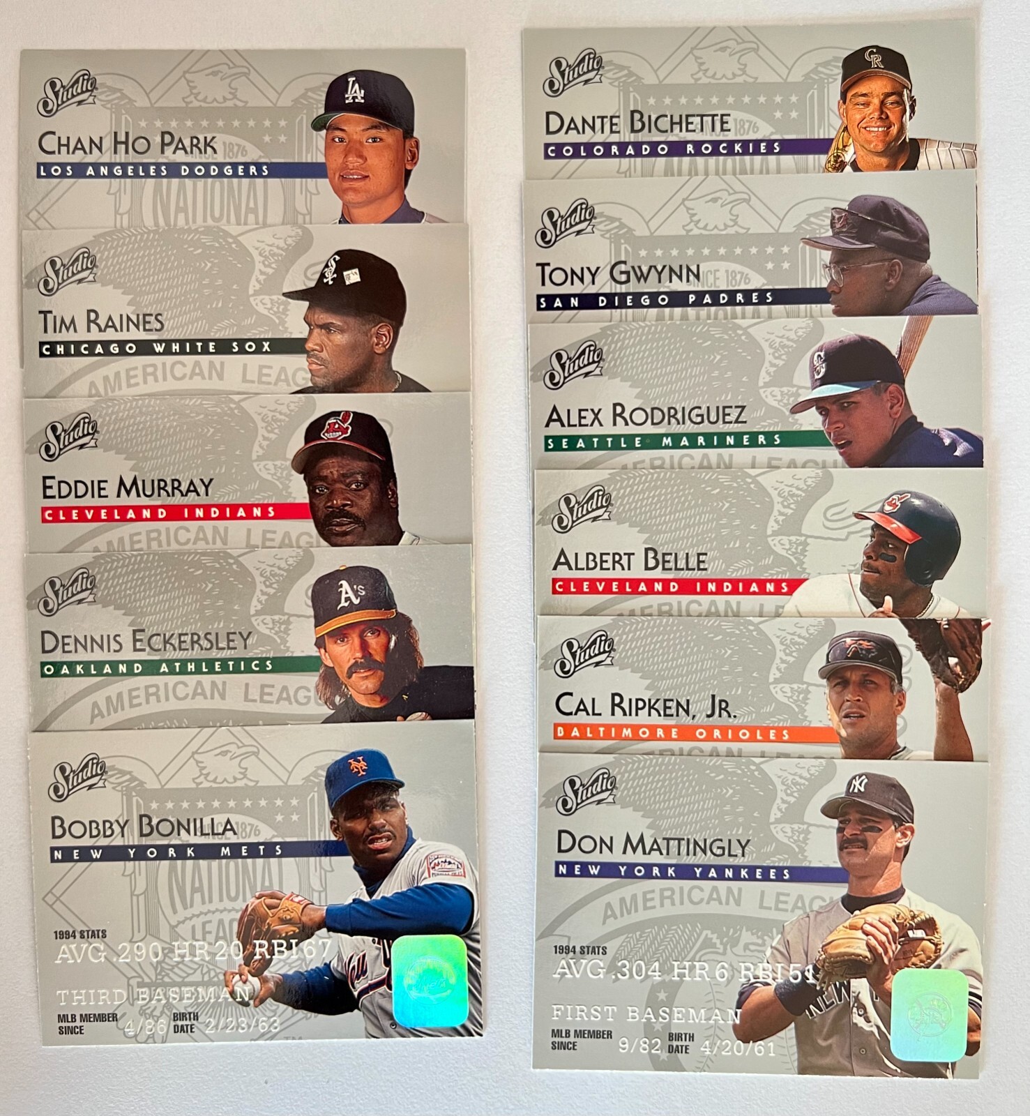 1995 Donruss Studio Silver Baseball - You Pick - Rodriguez, Ripken, Gwynn