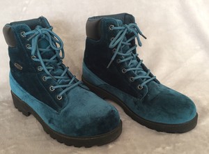 teal velvet boots