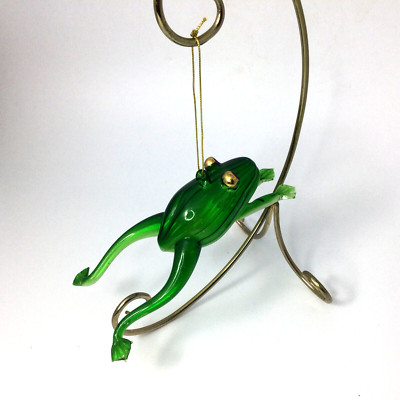 Hanging Ornament Plastic Green Jumping Frog 6 ''
