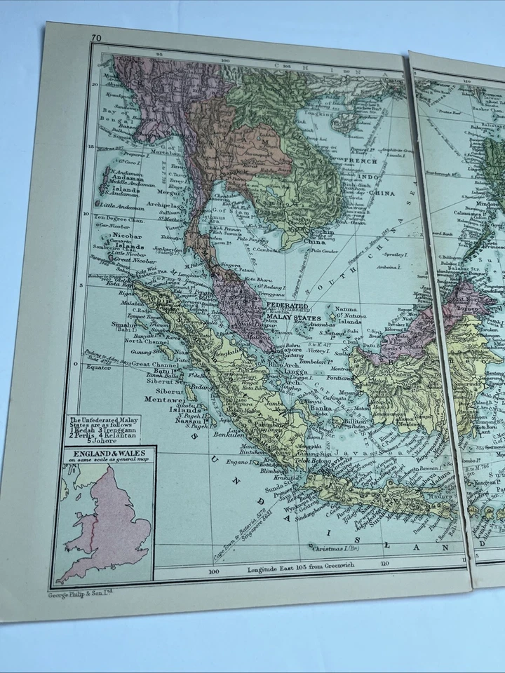 1930: Map Of The East Indies & Further India PA #70/71 Print Political Railway A - Image 3 of 4