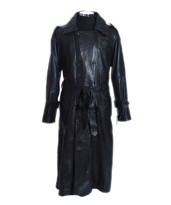 Herren DB TRENCH schwarz klassisch Vintage lang Lammleder Leder Mantel Trenchcoat