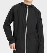 All In Motion Boys Size Medium Lightweight Water Repellent Black Rain Jacket