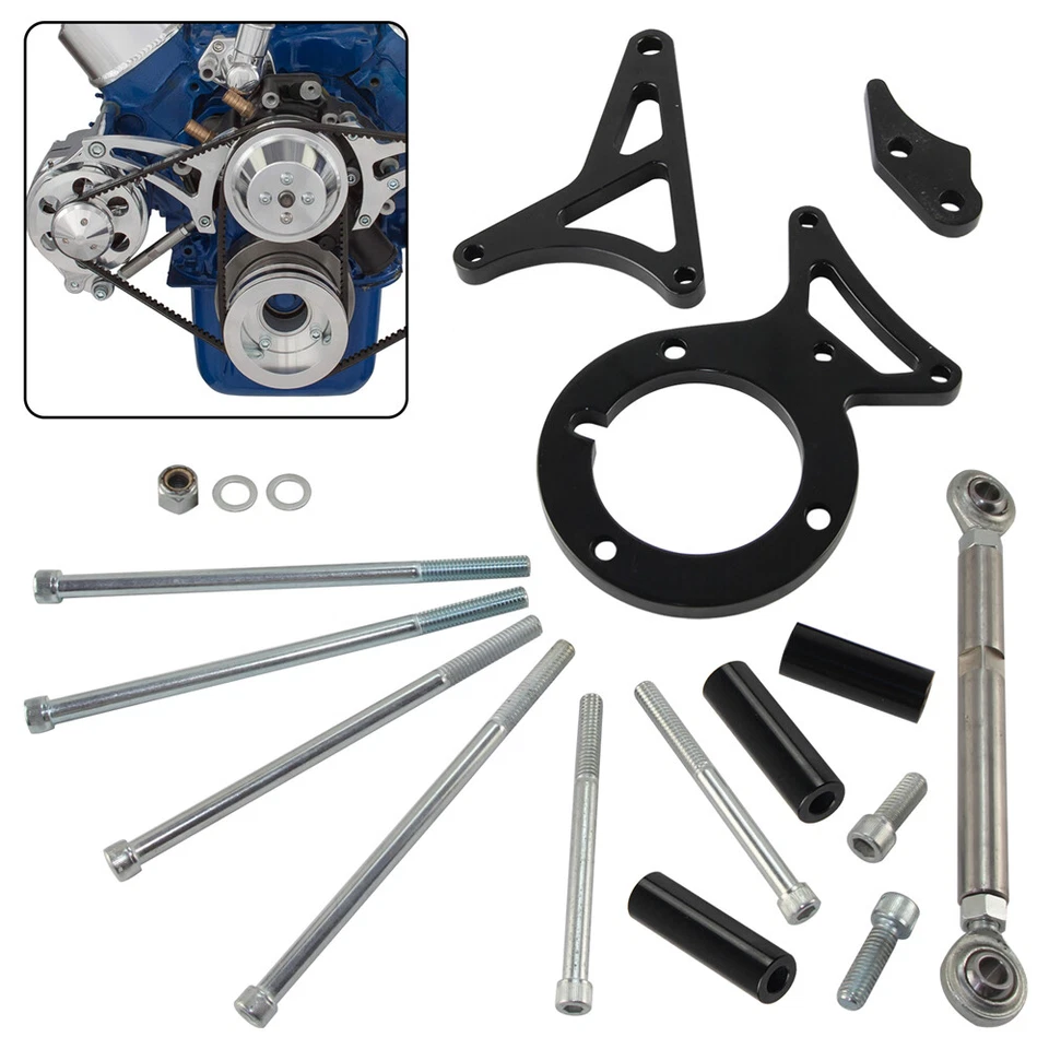 Aluminum Alternator Power Steering Bracket Kit For Ford 302 V8 5.0L 1982-1992  — 第 2/4 张图片