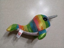 Ty Beanie Boos Plush 6" Nori Rainbow Narwahl