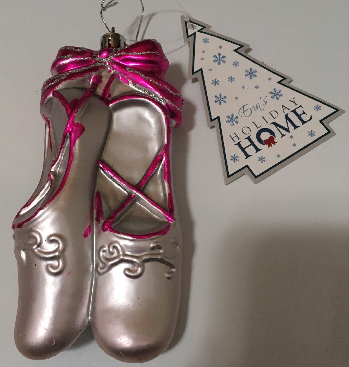 Ballet Shoes Slippers on Pointe Pink Glitter Christmas Ornament