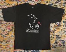 Vintage Beauty-and-the-Beast Broadway Musical Graphic TShirt XL Embroidered Rose