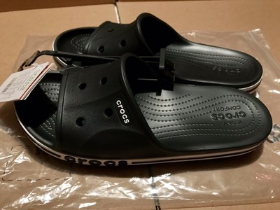 black crocs with white stripe
