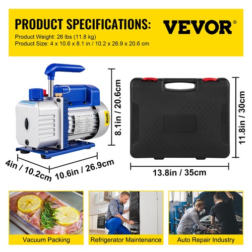 VEVOR Set Manometro per Pompa per Vuoto 135,92 L/min Pompa per Vuoto con Scatola - Bild 7 von 12