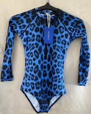 YOLIPULI Girl's Long Sleeve Zip Up Swimsuit Size XL NWT leopard print