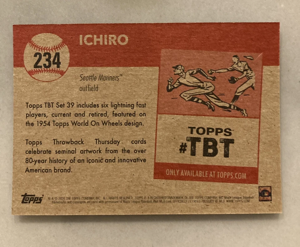 2020 Topps Throwback Thursday TBT World On Wheels Ichiro Suzuki Mariners - Image 2 of 2