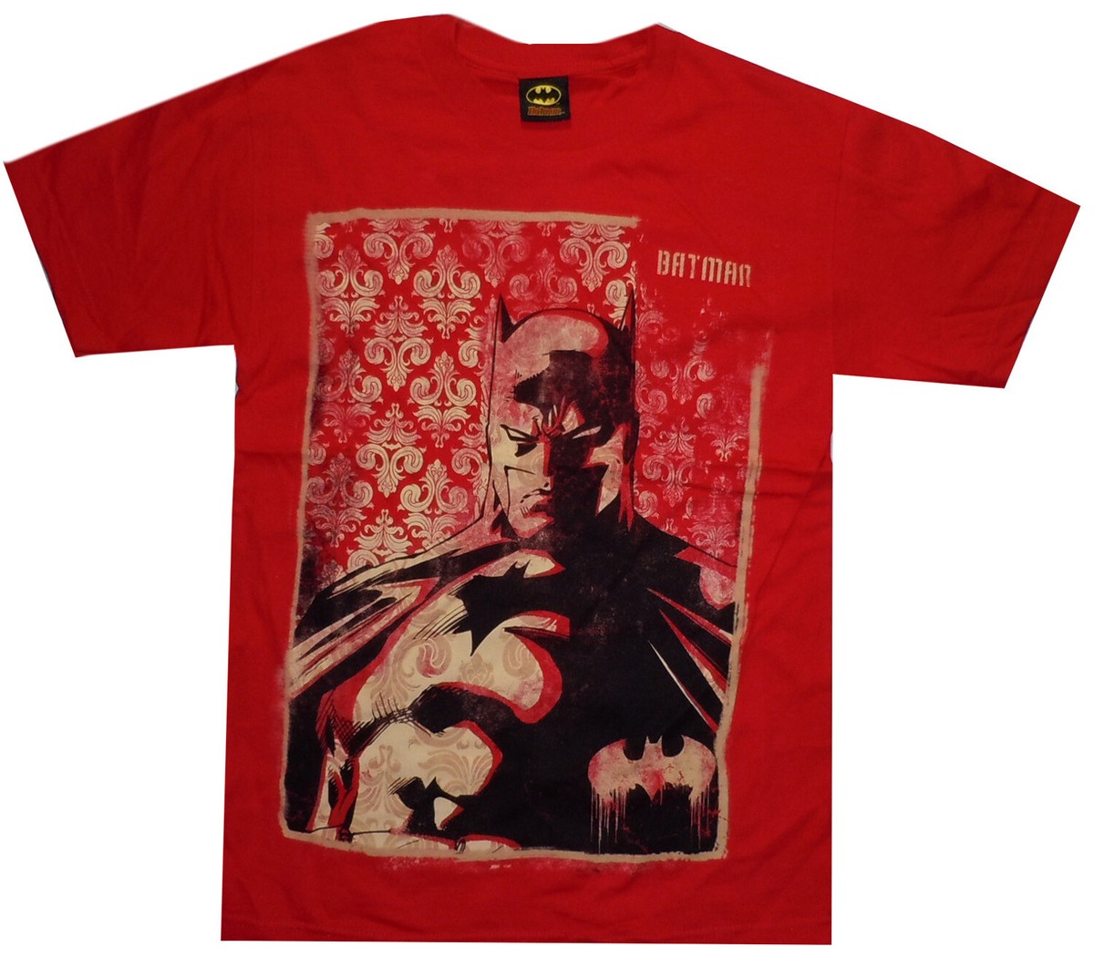DC Comics Batman Dark Knight Portrait Red T-Shirt Official License Fifth  Sun Men