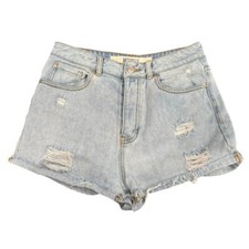 Brandy Melville High Waisted Distressed Jean Shorts in Blue, Size 28