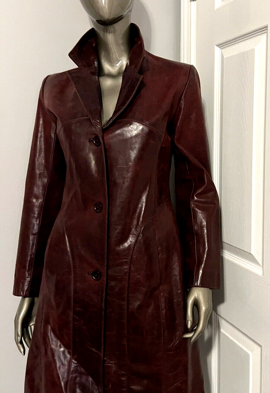 Genuine Leather Coat Versses London Deep Burgundy Women's 