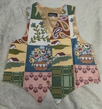 Vintage Nadia Embroidered FOLK COTTAGE Tapestry Women's SM Grandmacore Vest NEW