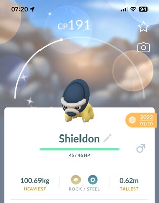 Shiny Shieldon - TRADE 20kstardust - Registered shiny Shieldon  already require