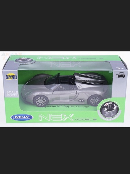 Porsche 918 Spyder Concept Welly MaßStab:1:34 Metall-Kunststoffmodellauto Silber-image