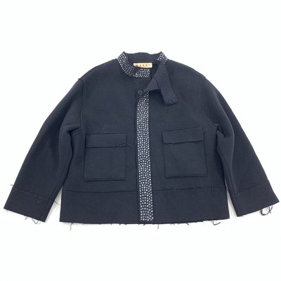 $3,200 Marni Rhinestone Wool Coat Size 40 IT 4 Womens Solid Black Luxury  Short | eBay