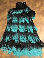 weissman tassells IC costume strappy nwot black teal 7/8