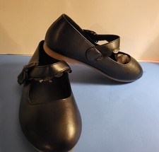Girls Dress Shoes Sz 3 Black Straps Flats NWOT