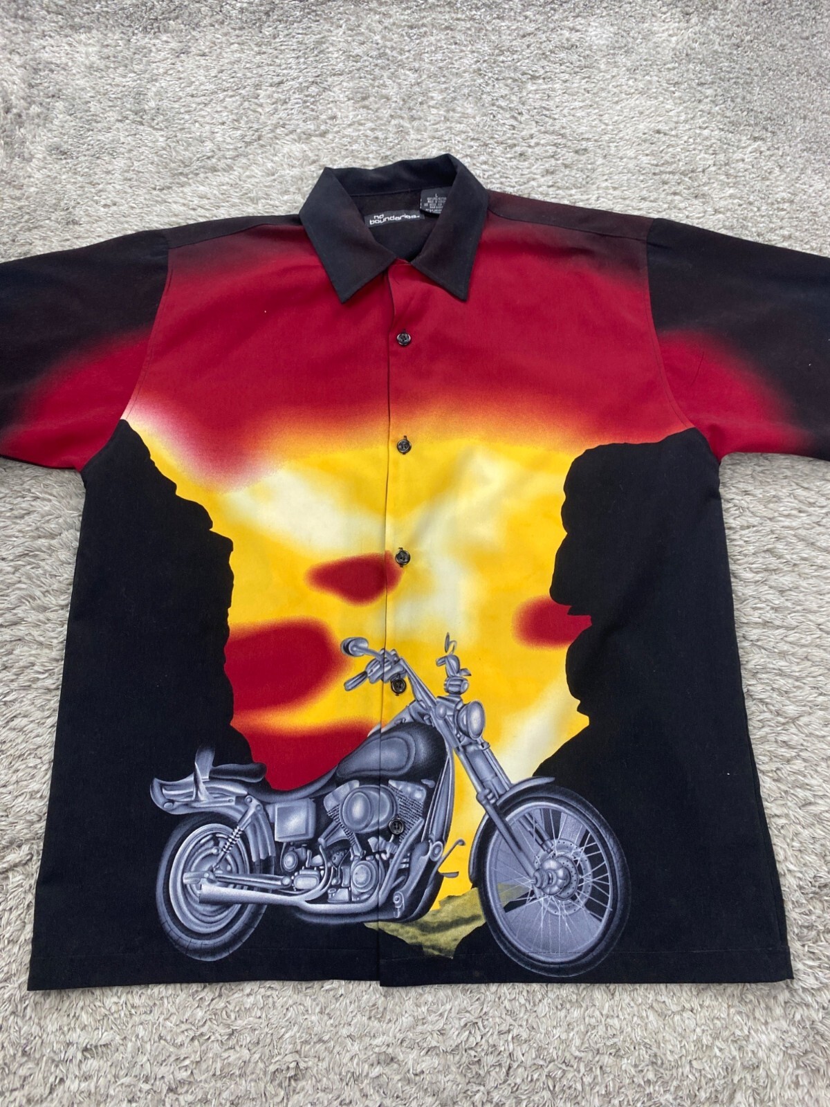 Vtg No Boundaries Shirt Mens Large Harley Davidson Motorcycle Hawaiian Biker 90s