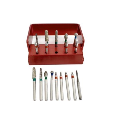 Dental Reverse Direction Fissure Drill Preparation Diamond Bur Sliver 9pcs/Set