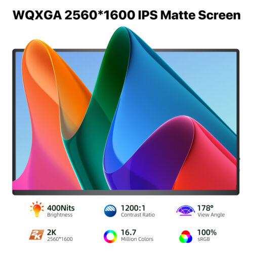 120Hz Monitor 16 Zoll 2K Tragbarer Monitor Gaming Monitor 16:10 Bildschirm - Bild 2 von 7