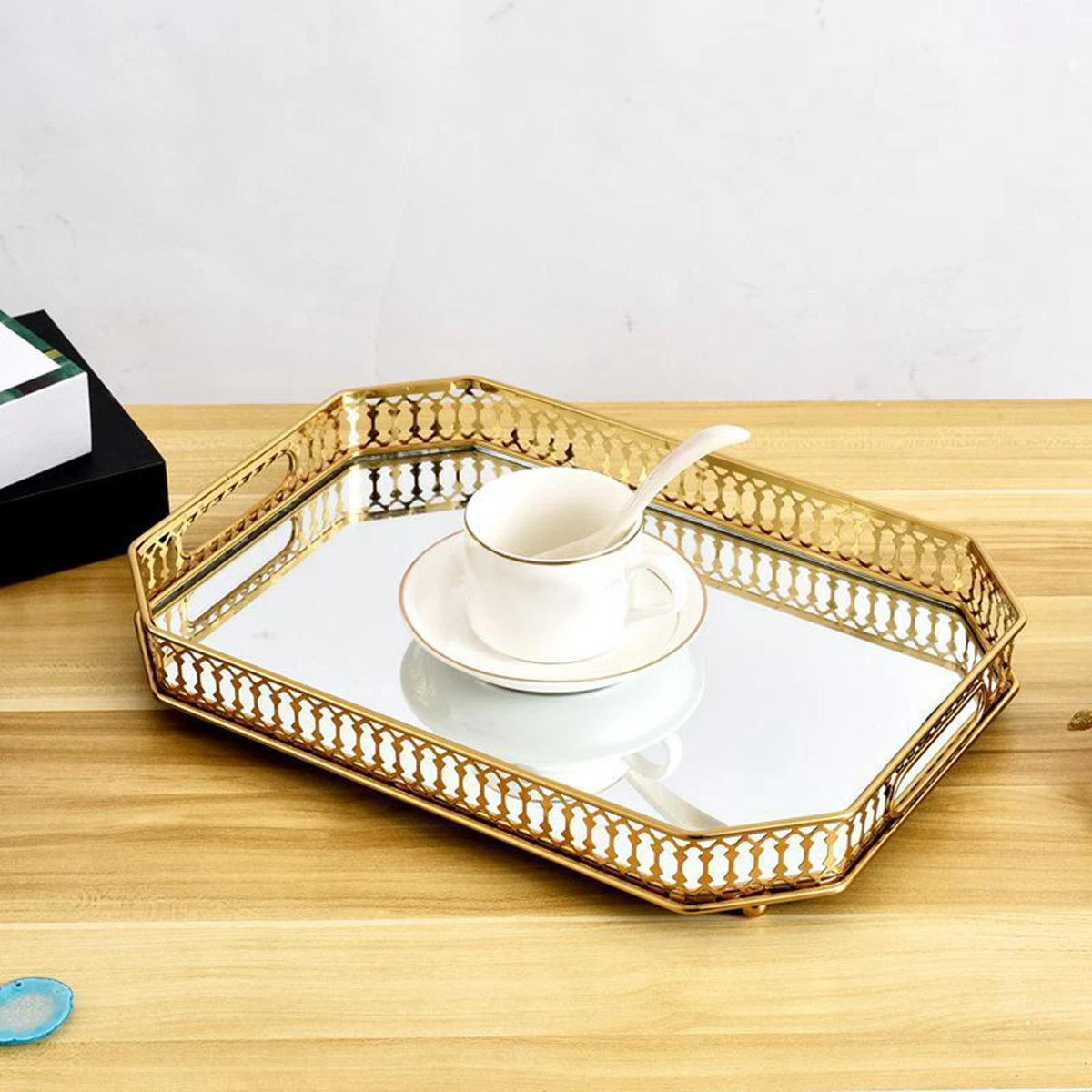 Mirrored serving tray sale