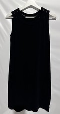Talbots Rich Black Casual 100% Cotton A Line Dress Crochet Yoke PS