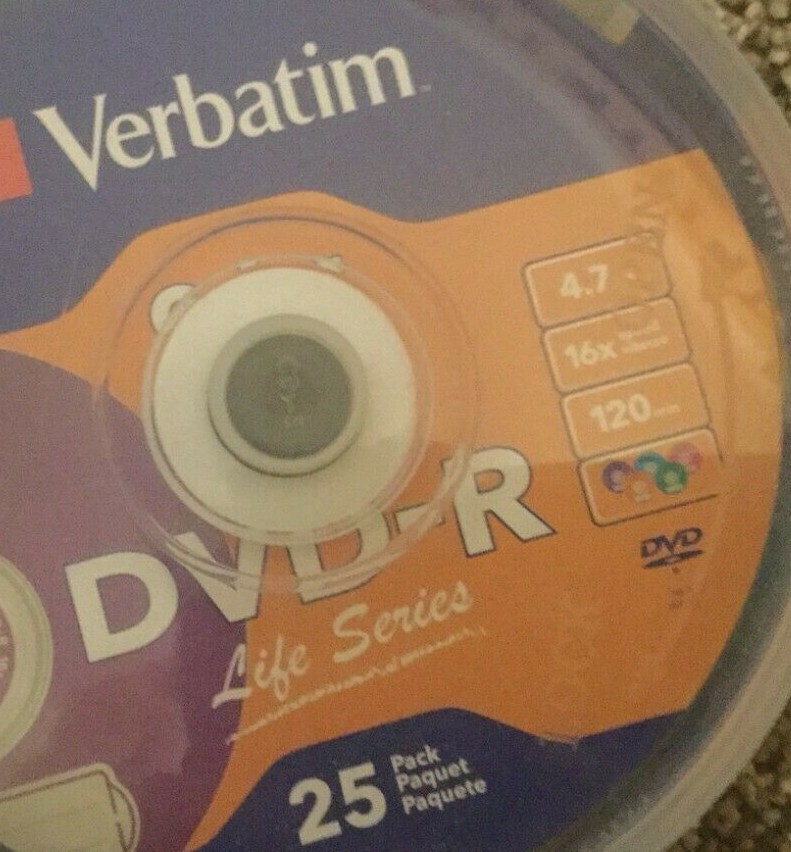 LOT of 2 Verbatim DVD+R Life Series Discs, 25 Pack Color=50 DVDs,120