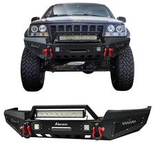 For 1999-2004 Jeep Grand Cherokee WJ Steel Front Bumper w/ LED Lights & D-Rings