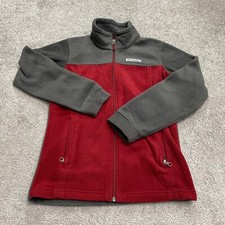 Columbia Steens Mountain Fleece Jacket Boys Medium Red Gray Full Zip Outdoor