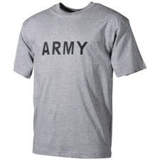 Mens Combat T-Shirt Military Patrol Top Cadet Gym Tee with Army Print Grey S-XXL