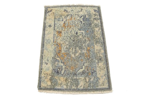 Distressed Heriz Serapi Wool Rug Muted Transitional Oriental Carpet Decor 2X3 ft - Picture 2 of 12