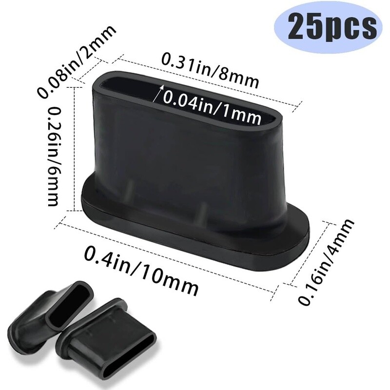 25 Pcs USB C Dust Plugs Type C Covers Anti Dust Smartphone Laptop Usage