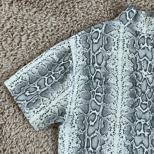 ZARA KIDS Gray White Snake-Print Short-Sleeve Mock Neck Top Girls 9 Stretch 90s - Picture 7 of 12