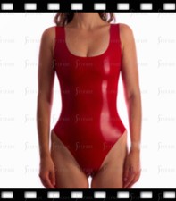 Latex Leotard Classic Women Swimsuit U Neck Backless No Zip Customized 0.4mm J24