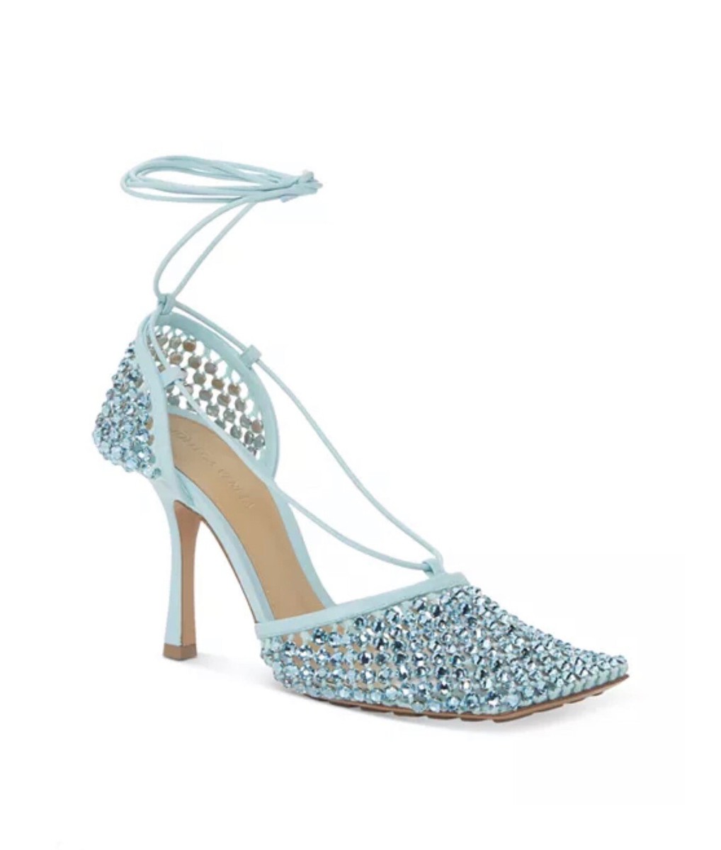 Bottega Veneta Stretch Embellished Ankle Strap High Heel Bottega Veneta Stretch Embellished Ankle Strap High Heel