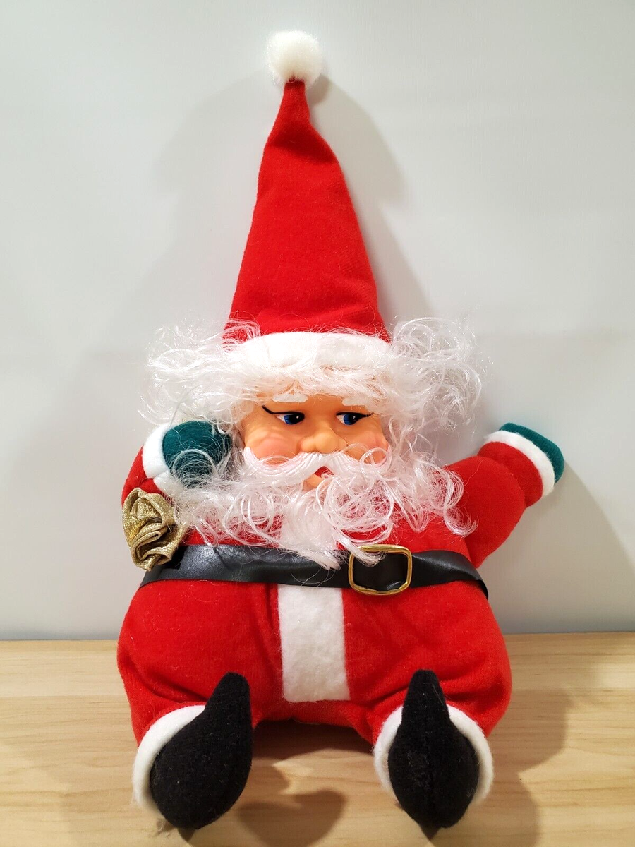 Rubber Face Plush Sitting Santa Doll 10” Musical Works & LIGHTS UP