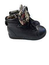 New Roberto Cavalli Black Animal Print Baby Girl Boots Size 20 US 5.5