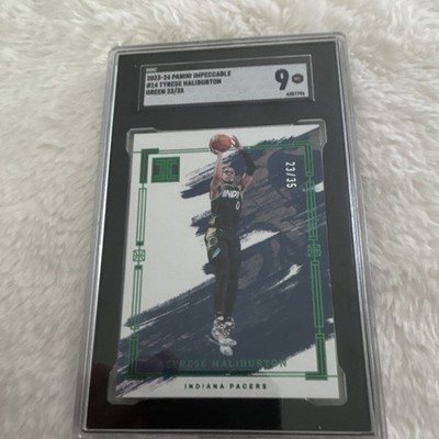 Panini Impeccable 2023-24 Tyrese Haliburton #14 Green Serial /35 SGC 9