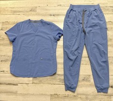 Women s Fabletics Scrubs Compete Set 2 Pockets L Nurse Doctor Dentist Blue 2