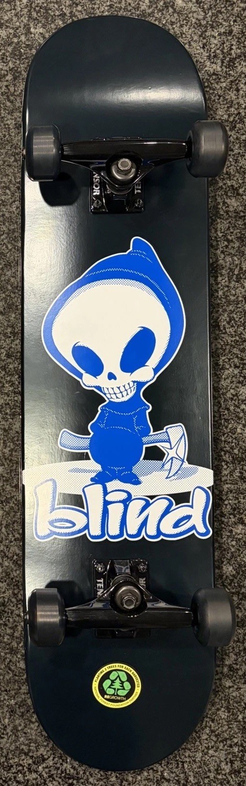 Blind Skateboard Black Out OG Reaper Blue 7.625in Deck Brand