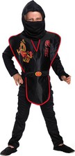 KINDER NINJA KOSTÜM # Karneval Fasching Samurai Drachen Krieger Party Gr. 116