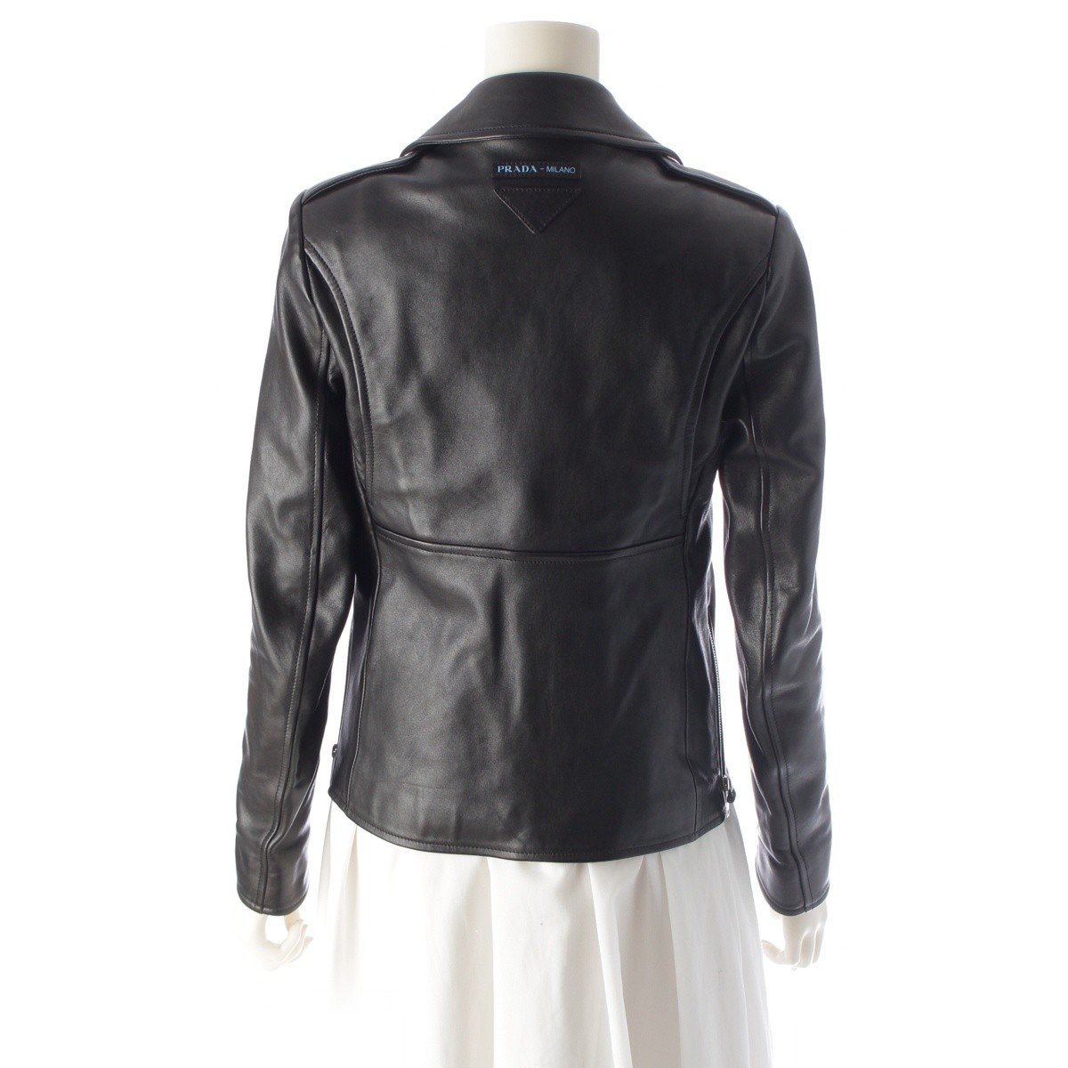 PRADA Nappa leather Triangle Patch Riders jacket outer black 38 thumbnail 4
