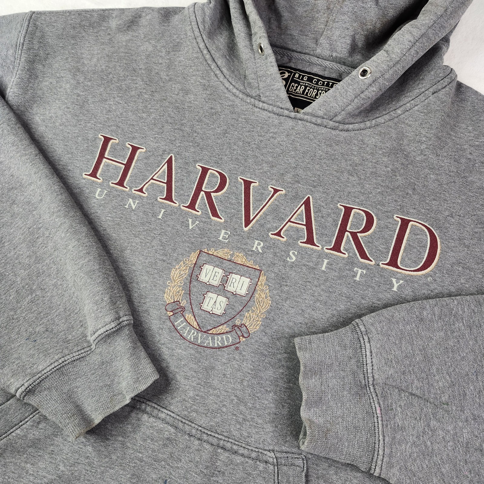 Vintage HARVARD University Hoodie Sweater Gray Adult Large 90s Gear For Sports